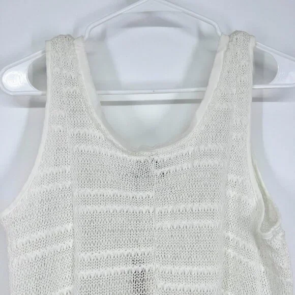LC Lauren Conrad Top Stripe Ivory Sleeveless Knit Crochet Tank NWT - Picture 7 of 8